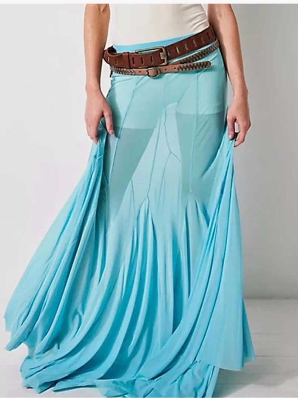 Free people golden girl mesh Maxi Skirt
